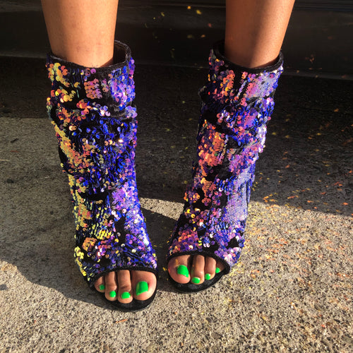 Purple/Mulit-color Sequin Booties